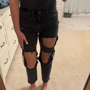 Hollister Black Distressed Ankle Jeans